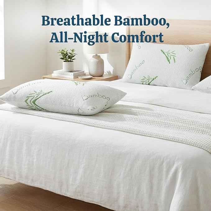 OMEO 2 Pack Standard Size Rayon Derived from Bamboo Pillow - Image 6