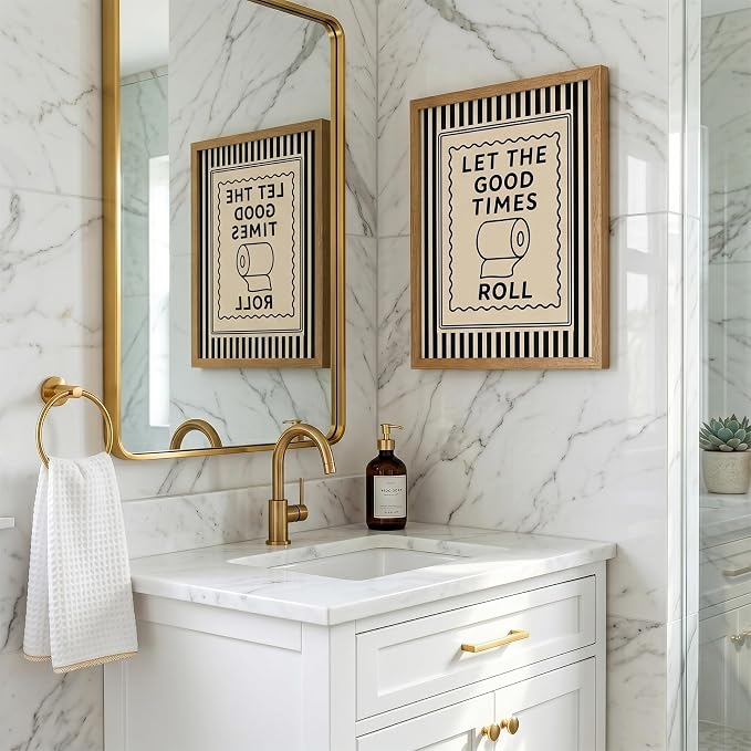 Funny Bathroom Decor Framed Canvas Wall Art, Let The Good Times Roll Toilet - Image 7