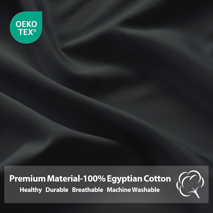 Twin XL Size Fitted Sheet Only Black, 100% Egyptian Cotton 600 Thread Count - Image 4
