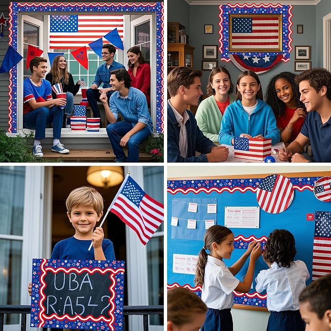 69Feet Patriotic Bulletin Board Border 4th of July Red Blue White Stars - Image 5