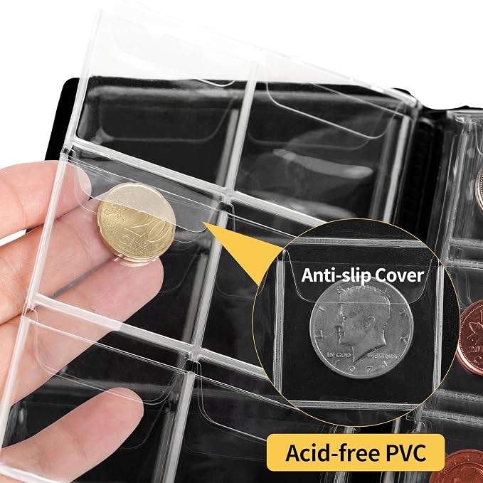 Coin Collection Book Holders for Collectors, 12 Mixed Pages 108 Pockets Coin - Image 3