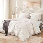 Andency Comforter Full Size Set Beige, 3 Pieces Boho Tassel Lightweight Bedding by Andency