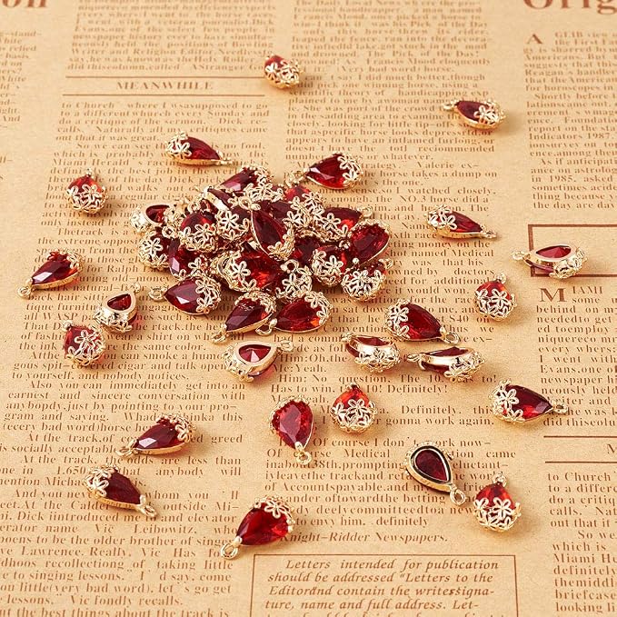 FASHEWELRY 50Pcs Faceted Transparent Glass Teardrop Pendants Crystal Glass - Image 5