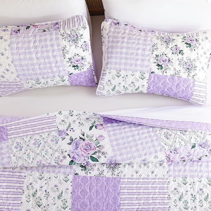 YIKUSH Quilt Sets Queen Size Floral Quilt Set 3 Pieces Bedding Set Bedspreads - Image 3