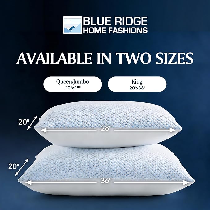 Blue Ridge Home Fashions Cooling Bed Pillows Queen Size Set of 2, Reversible - Image 5