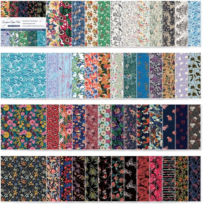 Origami Paper Kit 50 Sheets 6 Inch Square Double Sided Color 50 Vivid Japanese by Bestartsuppliesforyou
