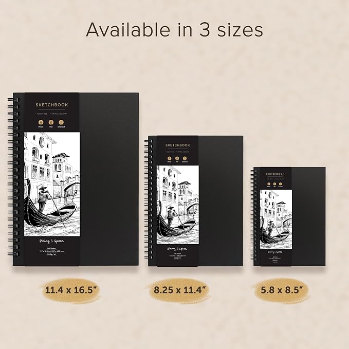Artist’s Sketchbook Hardcover – 200GSM Very Thick Paper – Large, Spiral Sketch - Image 9