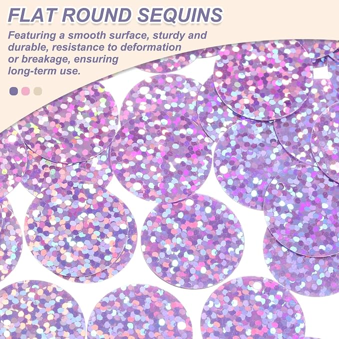 MECCANIXITY 700 Pcs Flat Round Sequins 15mm/0.6 Inch Loose Paillettes Craft - Image 3