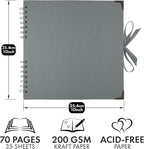 Bstorify 10 x 10 Inches Scrapbook Album 70 Pages Grey Thick Kraft Paper Corner - Image 2