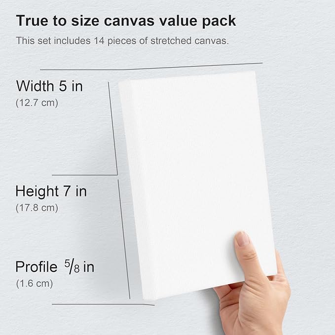 PHOENIX Stretched Canvas for Painting 5x7 Inch/14 Bulk Pack, 8 Oz Triple Primed - Image 3