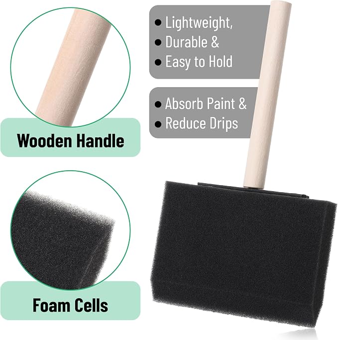 Bates 4-Inch Foam Paint Brushes, 16 Pack - Image 4