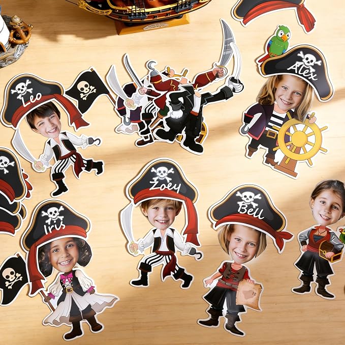 60pcs Pirate Cutouts Pirate Treasure Theme Bulletin Board Decorations Skull Hat - Image 4