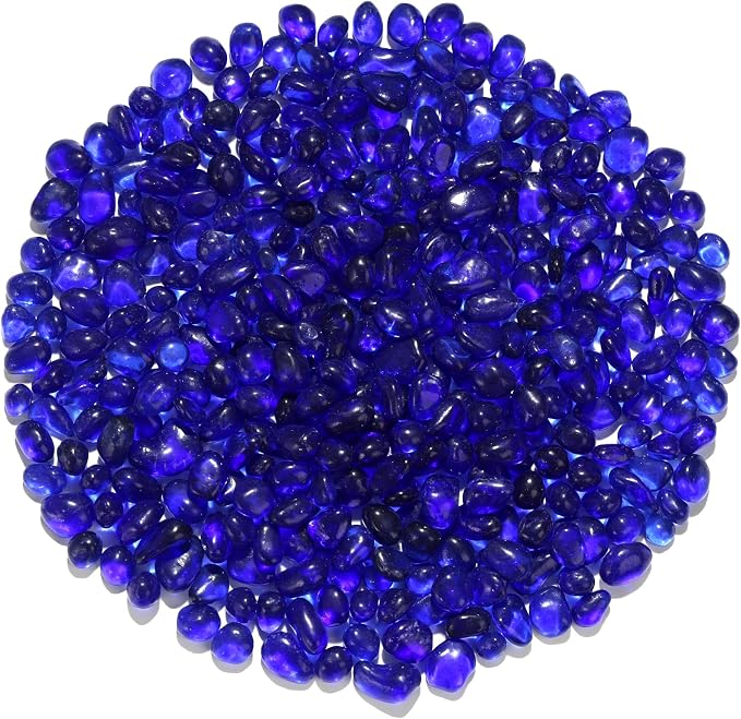 QYGL 0.55LB Cobalt Blue Clear Glass Pebbles, Tumbled Sea Glass Stones by QYGL