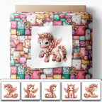 Unicorn Patchwork Cotton Fabric Panel – 6 Designs + Bonus Patchwork Sheet - Image 2