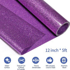 VINYL FROG Glitter HTV Vinyl Heat Transfer Vinyl Roll 12" x 5ft Purple Iron on - Image 2
