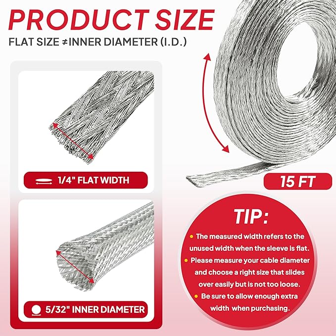 Wire Shielding Sleeve Tinned Copper Braid Ground Straps Cable Sheathing - Image 2