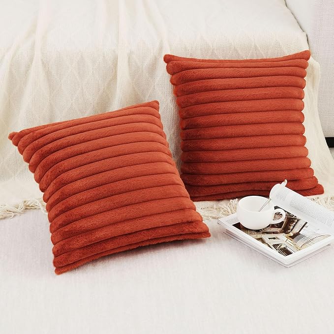 Pallene Faux Fur Plush Fall Throw Pillow Covers 18x18 Set of 2, Luxury Soft - Image 4