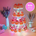 YestBuy 4 Tier Round Cupcake Stand – Premium Cupcake Holder – Acrylic Cupcake - Image 6