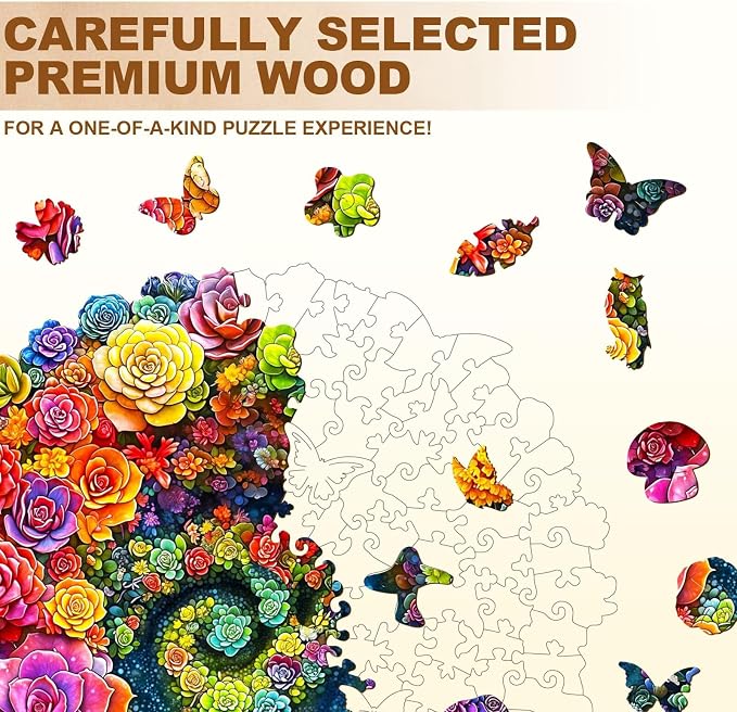 Rainbow Vortex Succulents Puzzles Adults Gifts Wooden 85 Pieces 8.5 * 8in - Image 2