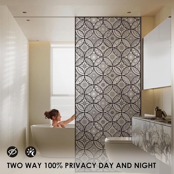 DKTIE Boho Stained Glass Look Window Privacy Film - Image 2