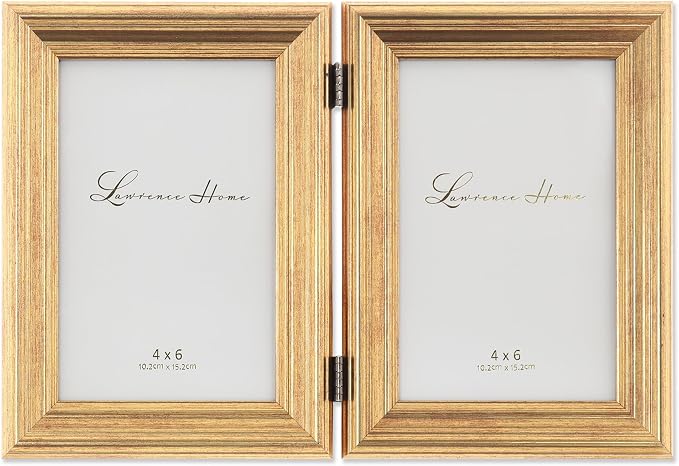 Lawrence Frames 4x6 Hinged Double Sutter Burnished Gold Picture Frame by LawrenceFrames