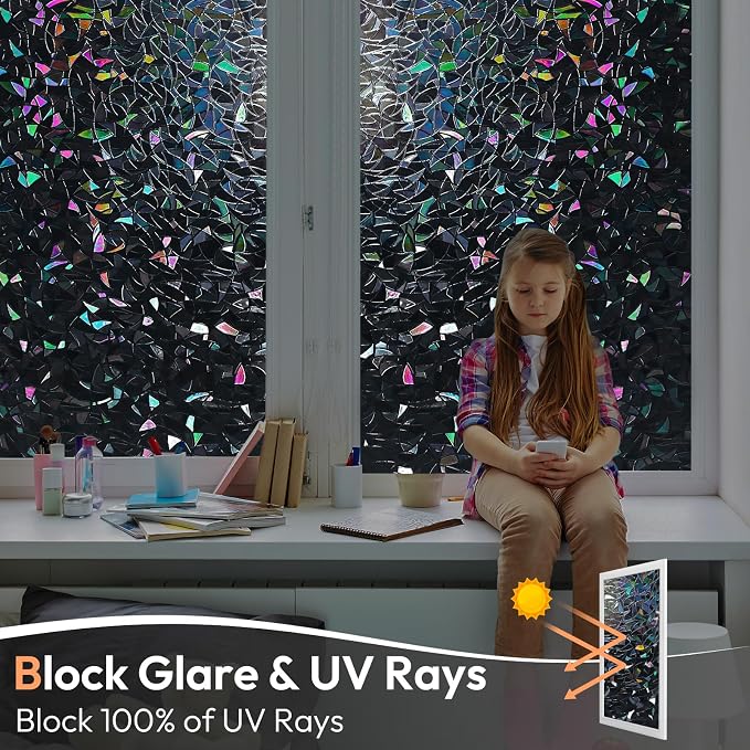 Haton Blackout Window Film, Stained Glass Sun Light Blocking Privacy Tint Shades - Image 5