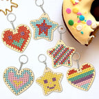 VKPI Wooden Cross Stitch Kits for Kids, Make Your Own 6 Cross Stitching Keyrings - Image 5