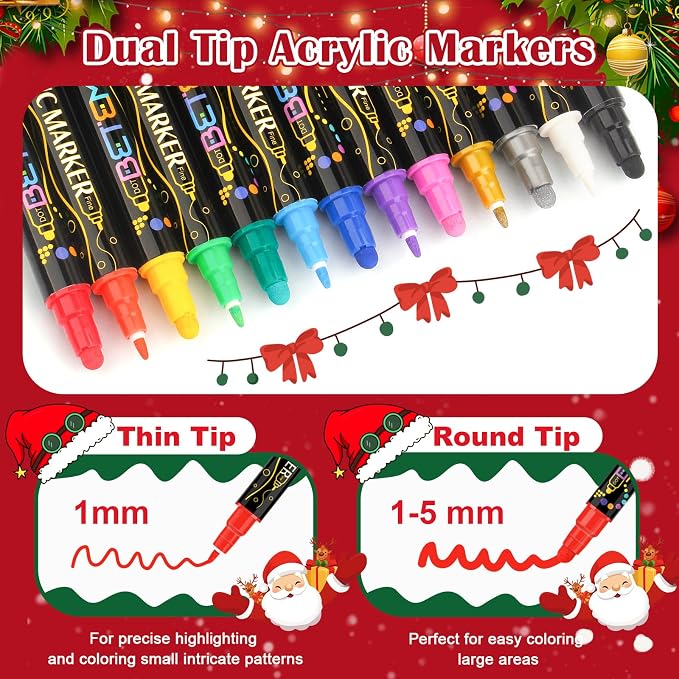 Betem 48 Colors Dual Tip Acrylic Paint Markers, Fabric Decorating Kits Premium - Image 2