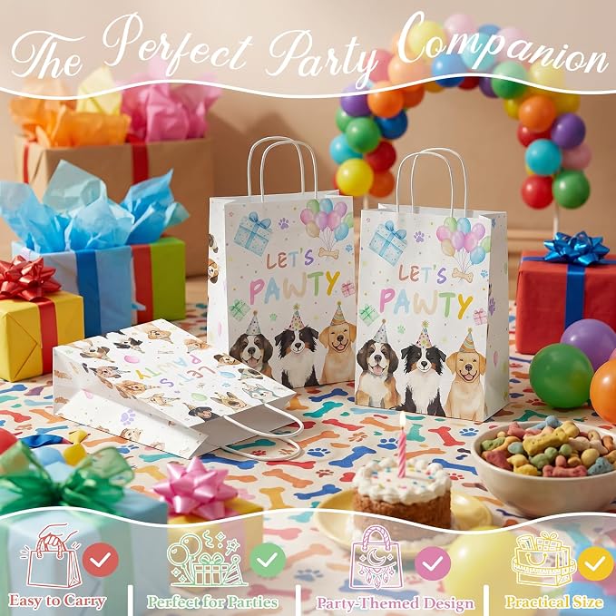 24 Pack Puppy Party Favor Bags, Puppy Gift Bags - Image 2