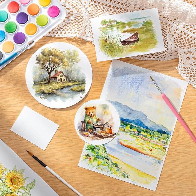 Prudiut 50 Sheets Watercolor Paper Bulk, 8 Sizes White 140 lb/300 GSM Cold - Image 5