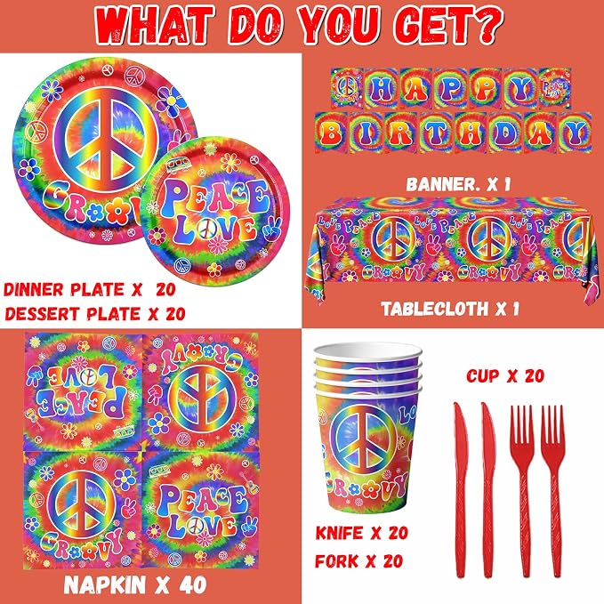 Tie Dye Birthday Party Supplies, Tie Dye Party Decorations - Image 6