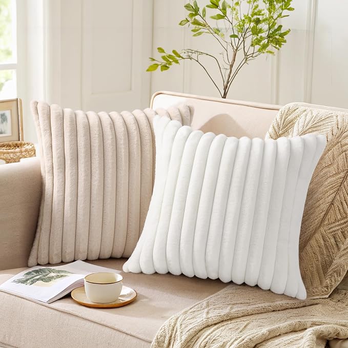 Pallene Faux Fur Plush Throw Pillow Covers 18x18 Set of 2, Luxury Soft Fluffy - Image 3