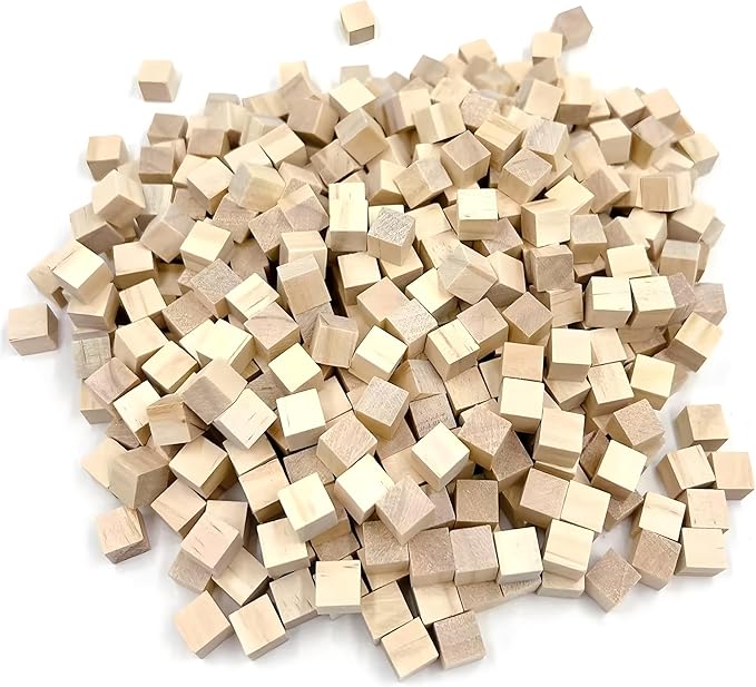 Wood Blocks for Crafting, Unfinished Wood Cubes, 1/2 Inch Natural Wooden Blocks by SIWUCHYE