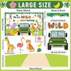 72PCS We Are Wild About Learning Bulletin Board Set Jungle Animals Truck - Image 2