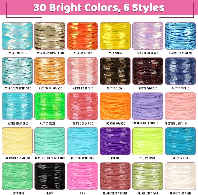 KAMJUNTAR Lanyard String Kit, 30 Rolls Gimp String Plastic Lacing Cord - Image 6