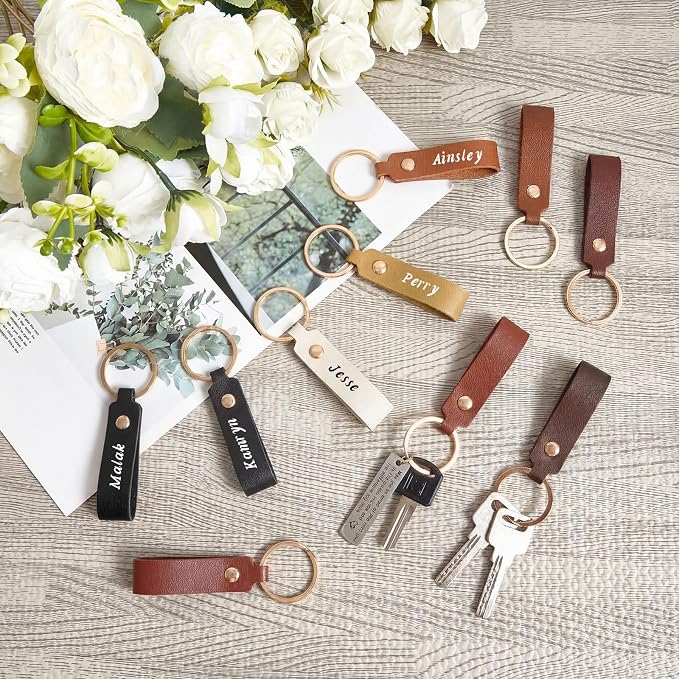 Wavyknot 100 Pcs PU Leather Keychain Blanks Bulk Laser Engraving Blanks - Image 3
