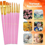 Paint Brushes Set, 24 Pack 240 Pcs Round-Pointed Tip Paintbrushes Nylon Hair - Image 2