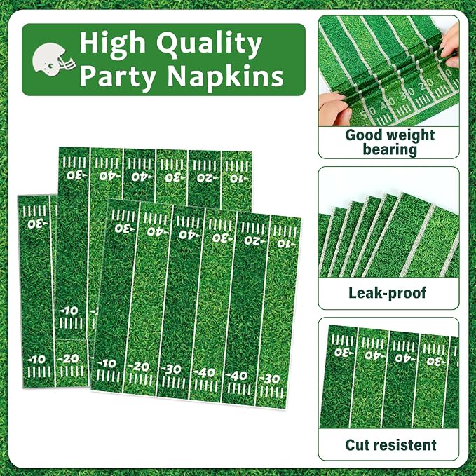 100 Pcs Football Party Supplies Set Football Birthday Plates and Napkins Sports - Image 4