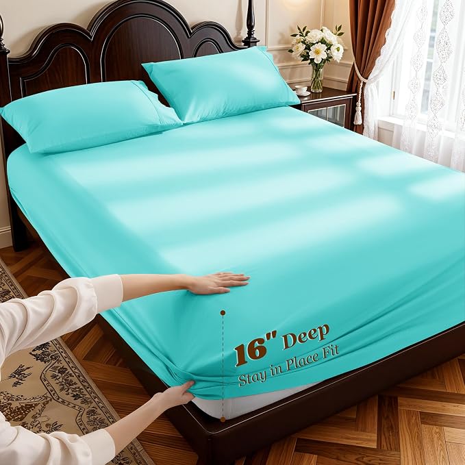 LBRO2M 1000 Thread Count 100% Cotton Sheets Set, Queen Size Bed Sheet 4 Piece - Image 4