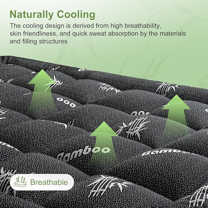 Queen Size Mattress Topper Viscose Derived from Bamboo, Soft Thick Pillow Top - Image 3