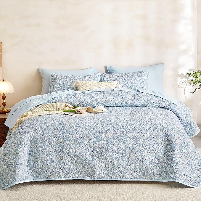 Wake In Cloud - Floral Quilt Set, Cute Vintage Flower Cottagecore Shabby Chic - Image 4