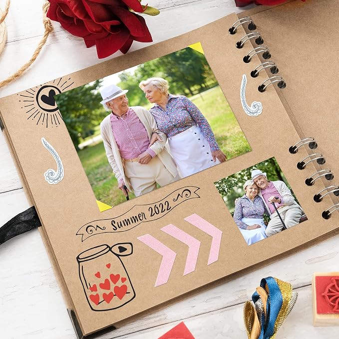 Bstorify Square Scrapbook Photo Albums 36 Pages Brown Thick 200gsm Kraft Paper - Image 7