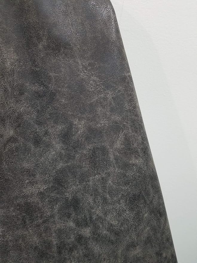 NAT Leathers | Gray Distress Crazy Horse Oily Faux Vegan Leather PU | 1 Yard 36 - Image 5