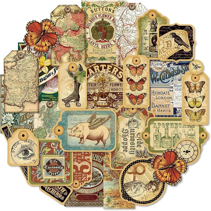 PRSTINCOL 116Pcs Vintage Stickers by PRSTINCOL