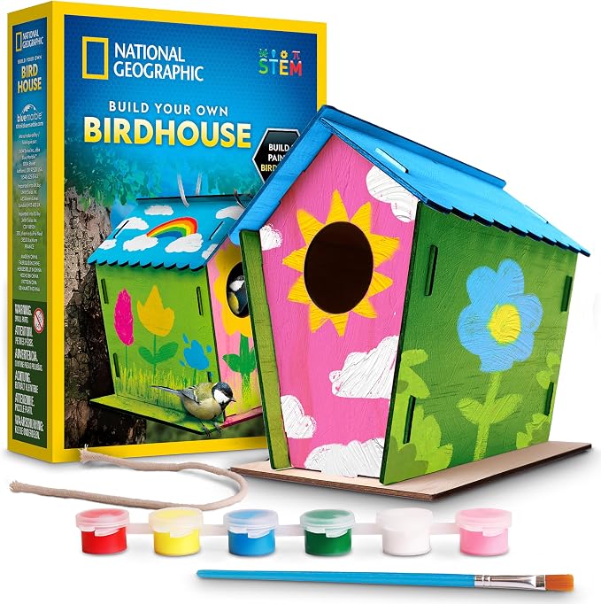 National Geographic Build Your Own Birdhouse Kit – DIY Wooden Birdhouse Craft by BlueMarbleToys