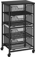 Rolling Cart with Drawers, 4-Drawer Storage Cart on Wheels with Wooden Top by Aokitsink
