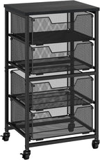 Rolling Cart with Drawers, 4-Drawer Storage Cart on Wheels with Wooden Top by Aokitsink