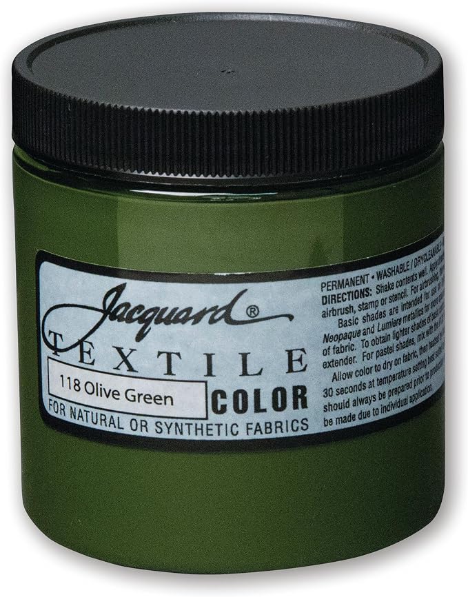 Jacquard Fabric Paint for Clothes - 8 Oz Textile Color Olive Green Leaves by Jacquard