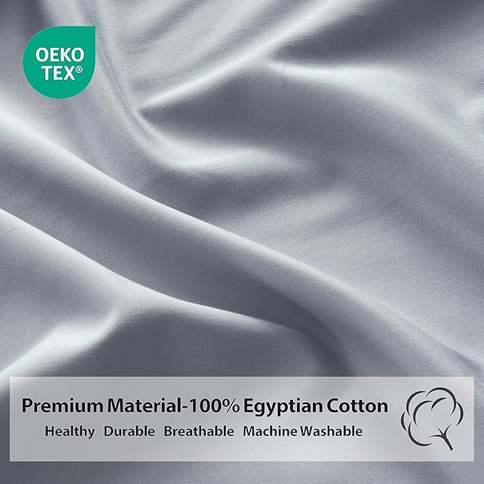 Full Size Fitted Sheet Only Gray, 100% Egyptian Cotton 600 Thread Count - Image 3