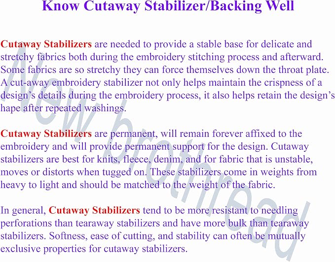 New Brothread Cut Away Machine Embroidery Stabilizer Backing 20" x 25 Yd roll - Image 3